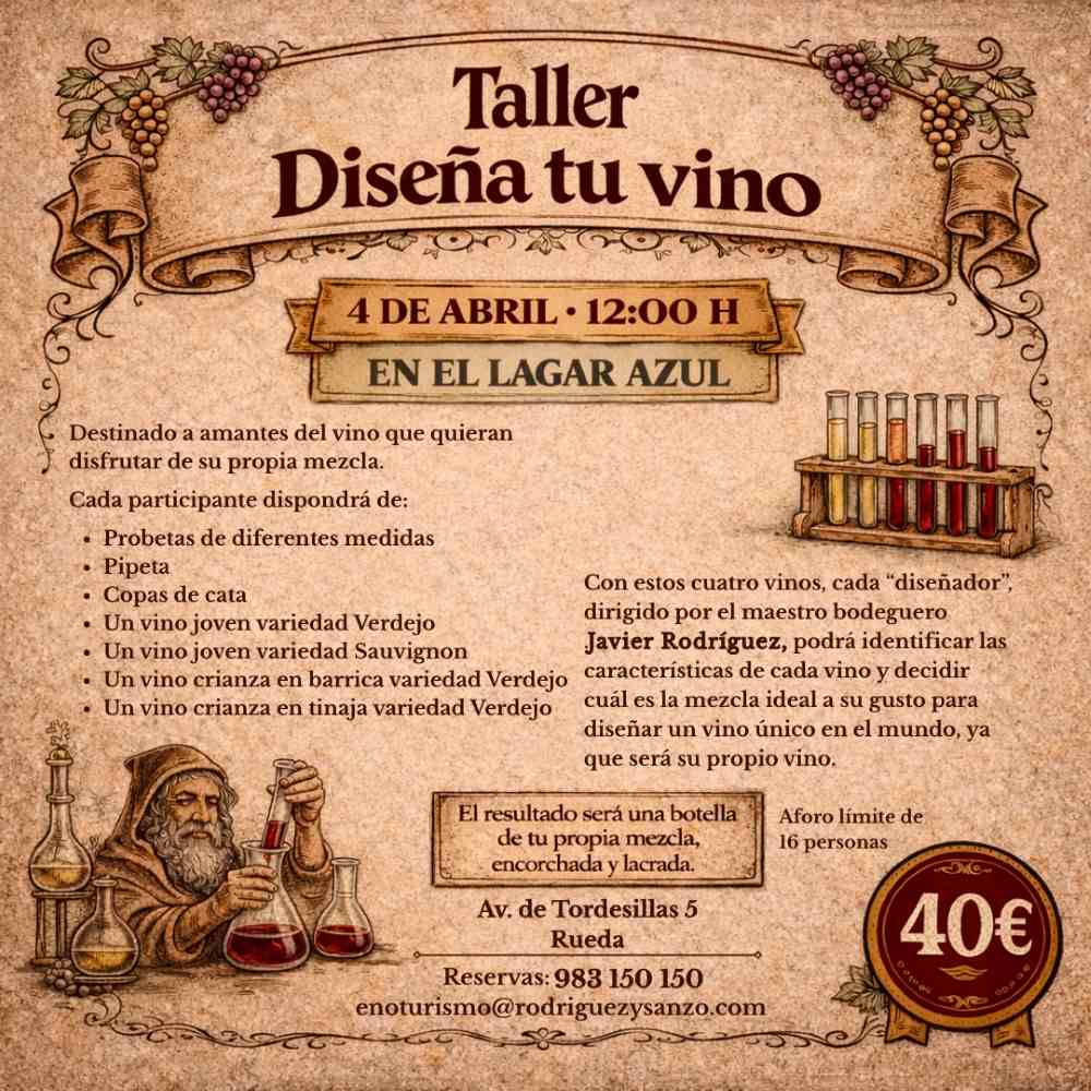 Taller Diseña tu vino en Bodegas Rodríguez y Sanzo el 4 de abril