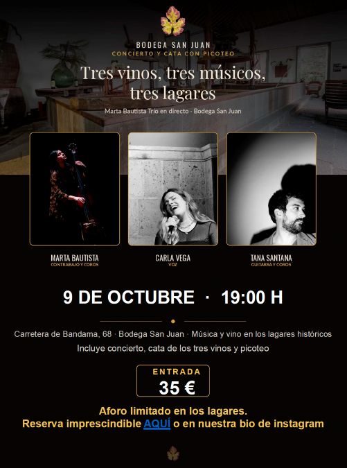 Concierto Marta Bautista Trío en Bodega San Juan, Bandama