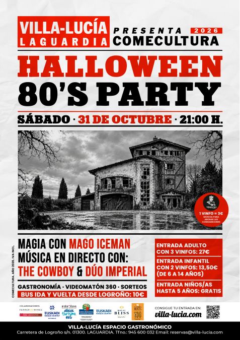 Cartel Halloween 80's Party en Villa-Lucía, Laguardia, sábado 31 de octubre de 2026