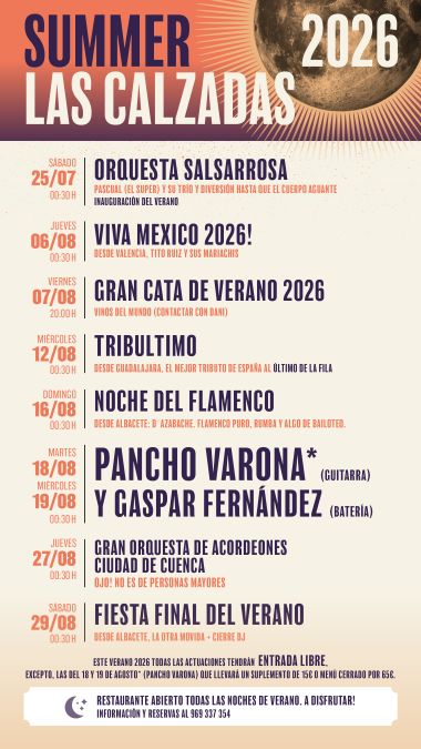 Programación Summer Las Calzadas 2026 Pozoamargo Cuenca