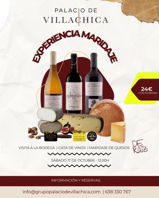 Cartel de la Experiencia Maridaje de vinos y quesos en Palacio de Villachica, Toro, el 17 de octubre