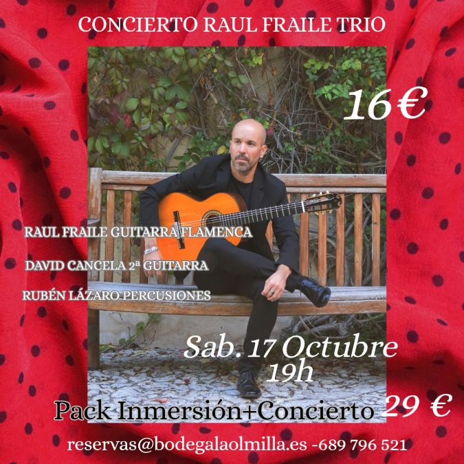 Cartel concierto Raúl Fraile Trío en Bodegas La Olmilla, 17 de octubre
