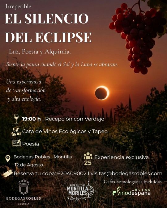 Cata del eclipse solar en Bodegas Robles Montilla