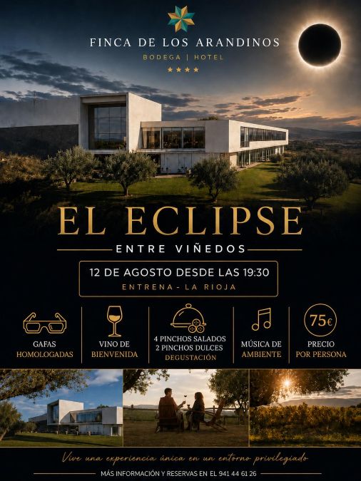 El Eclipse entre Viñedos Finca de los Arandinos agosto 2026
