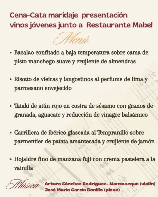 Cena maridaje a la luz de las velas en Virgen de las Viñas