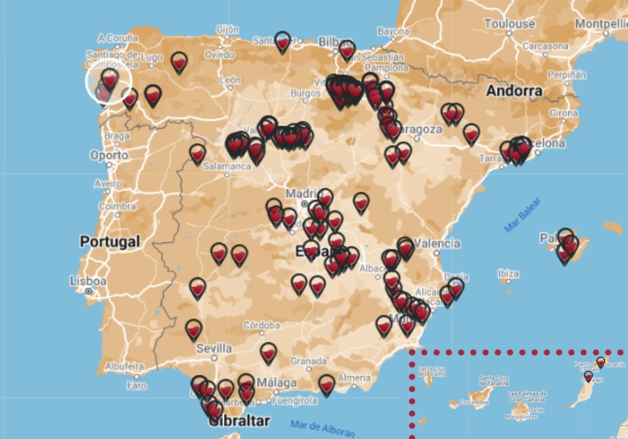 mapa enoturismo spain 