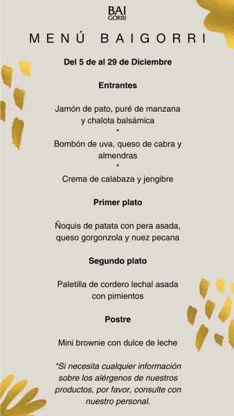 menu navidad Baigorri