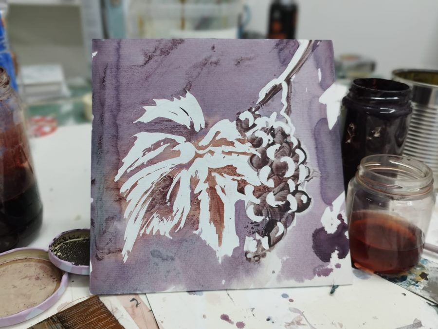 CUADRO PINTADO CON VINO