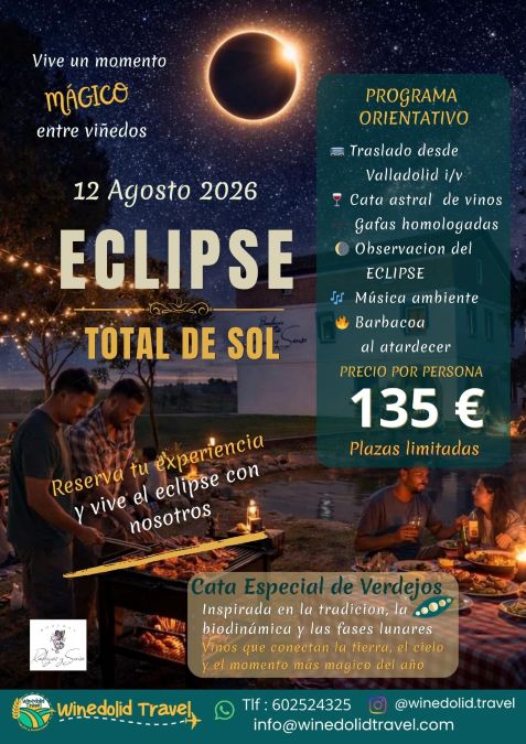 Eclipse Total Sol Bodegas Rodríguez y Sanzo agosto 2026