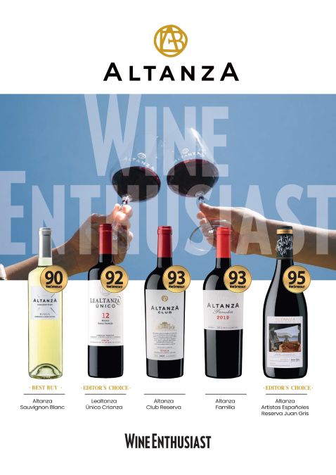 Bodegas Altanza Wine Enthusiast 2026 cinco vinos Rioja