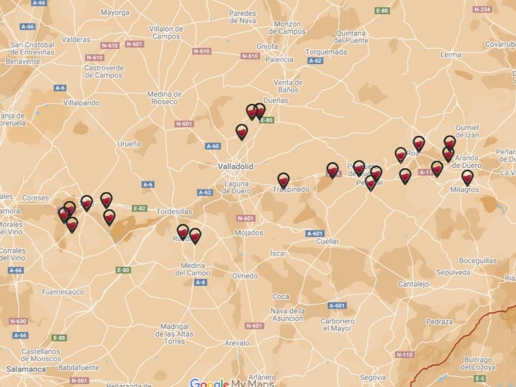 map of the Sierra de Francia Wine Route