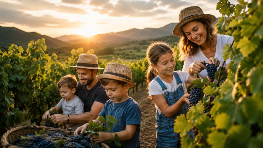 Vendimia en familia en Bodegas Besalduch & Valls, Sant Mateu