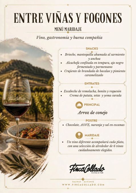 Comida maridaje con la chef Estela Soriano en Finca Collado, Salinas (Alicante)